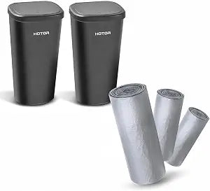 HOTOR 2 Packs Car Trash Cup with 30 Additional Car Trash Bags and Mini Plastic Car Trash Can Liner Refills (90-Pack)
