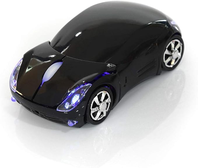 Diyeeni 1600DPI Portable Mouse, 10M 2.4G Bluetooth Optical with Receiver Storage, 3 Buttons Car Shaped for/ME/PC/Tablet