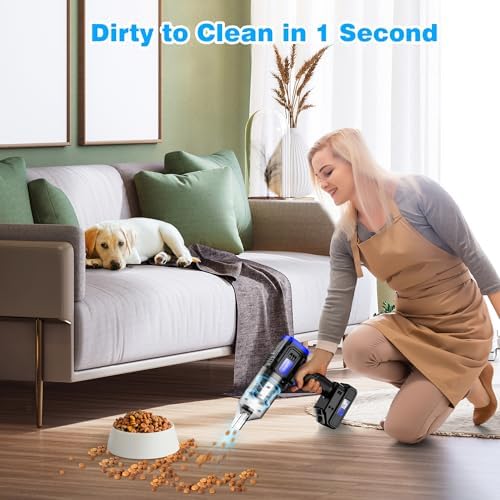 Car Vacuum Cordless, 35000PA Strong Suction Handheld Vacuum with 2 Detachable Batteries, 60Min Runtime Portable Vacuum Cleaner for Car Detailing, Pet Hair, Home Couch & Office, 350ML XL Dust Cup