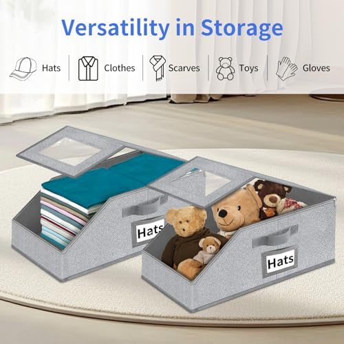 Stackable Hat Storage for Baseball Caps - Hat Organizer with Clear Window