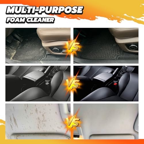 Multi-Purpose Foam Cleaner Spray for Auto Interior & Household Surfaces, All-Round Dirt Remover for Car Seats Dashboard Couch Fabric, 300ml