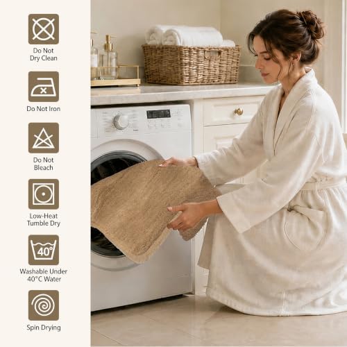 Bathroom Rug 20x32,Super Absorbent Quick Dry Non Slip Bath Mat,Dark Beige