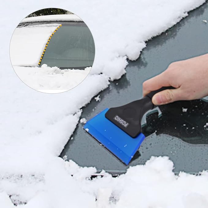 FOSHIO Small Squeegee with 5 Inch Dark Blue Rubber Blade Mini Wiper Window Tinting Tools for Mirror Glass Window Cleaner with Non-Slip Handle