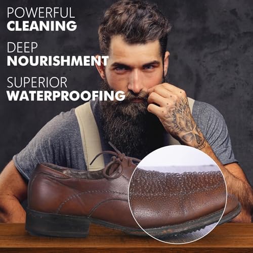 Leather Boot Care Kit – Mink Oil, Saddle Soap for Leather, Shoe Brush, Waterproof Wax, Leather Cleaner and Conditioner