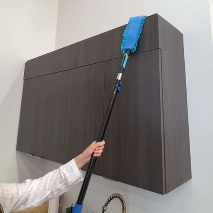 30 Foot Fan Cleaner High Ceiling 2 Cobweb Dusters with Heavy Duty Extension Pole, Window Squeegee Kit, Household Cleaning Gloves(24ft)