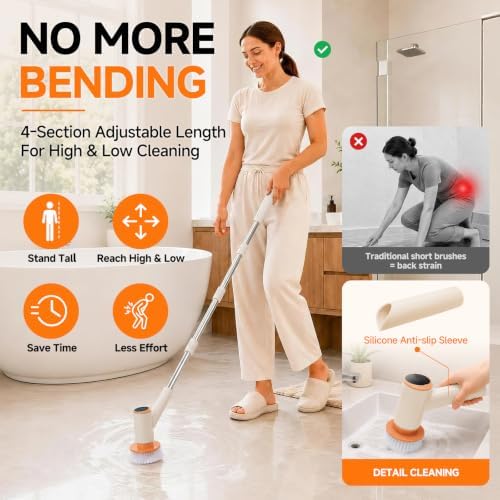 Electric Spin Scrubber,Cordless Shower Scrubber