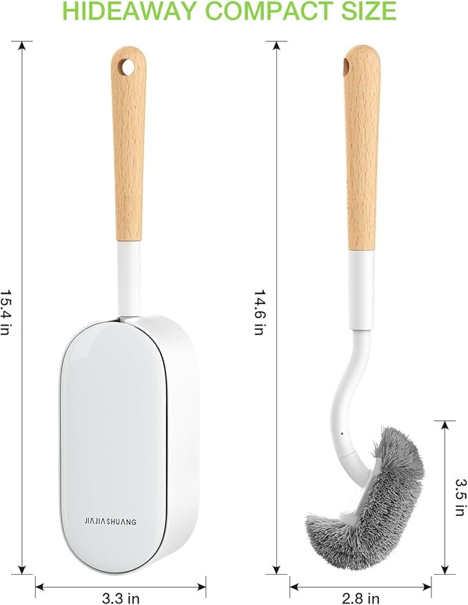 OSCIOSS Bamboo Toilet Brush Set, 2 Pack with Ergonomic Design, Compact Size, Durable Bristles, Wooden Holder for Bathroom Cleaning