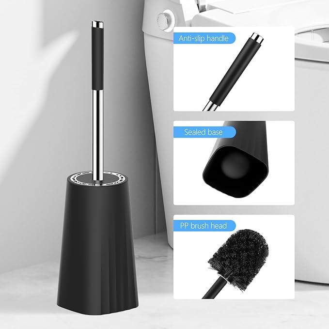 SetSail Toilet Brush, Compact Size Toilet Bowl Brush and Holder Toilet Brushes for Bathroom with Stainless Steel Handle Toilet Cleaner Brush with Durable Scrubbing Bristles, 2 Packs