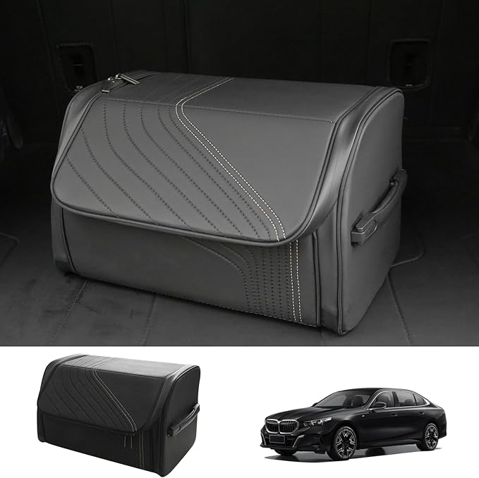 TOPABYTE Car Trunk Organizer with Lid Capacity Collapsible Bag Black, Small