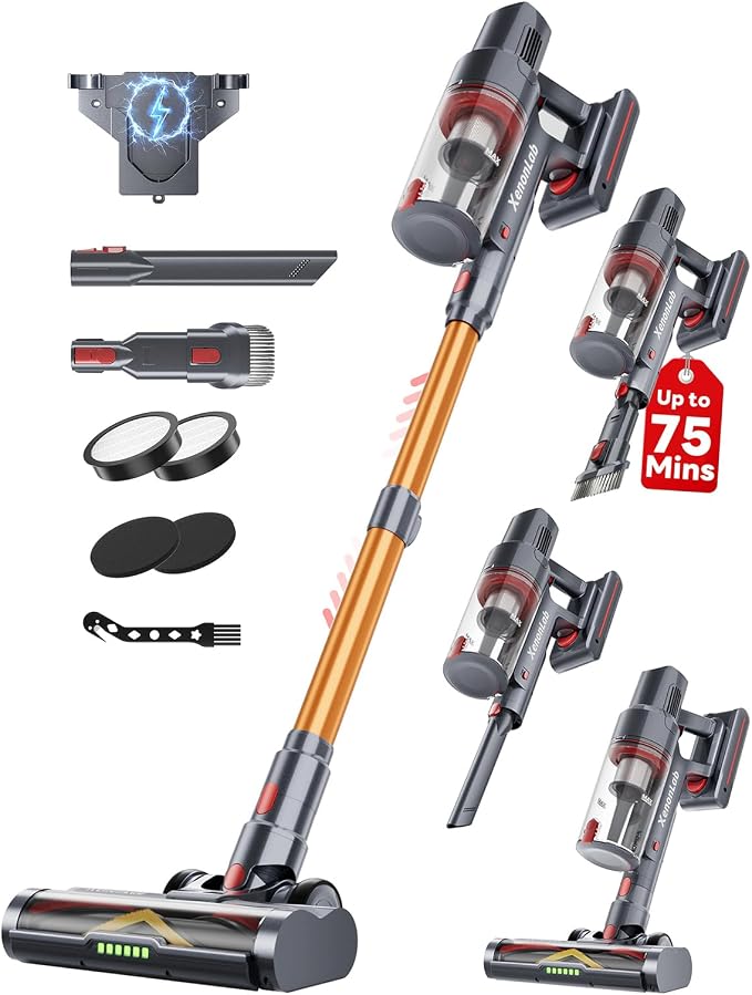 Cordless Vacuum Cleaner, 75Mins/55KPa/650W, Rechargeable