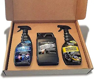Premium Car Care Kit - 3 Pack Gift Set - Full Size Bottles Of: Ceramic Car Wash, Ceramic Wax Spray and Interior Cleaner