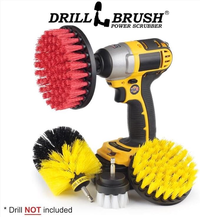 Drillbrush Drill Brush Attachment Set – Power Scrubber Brush for Tub, Tile, Shower, and Grout – All-Purpose Household Cleaning Brushes for Drill, Auto Detailing Brushes - Electric Grout Cleaner Kit