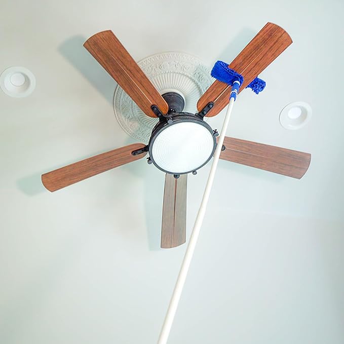Unger Connect and Clean Microfiber Ceiling Fan Duster, Household Cleaning Supplies to Trap Dust and Dirt, Reusable and Machine Washable Sleeve, Compatible with Threaded Poles for Higher Access