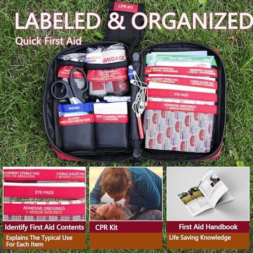 Compact First Aid Kit for Emergency - Basic Emergency Kit for Dorm,Hiking, Backpacking, Camping, Traveling, and Cycling -Small First Aid Kits