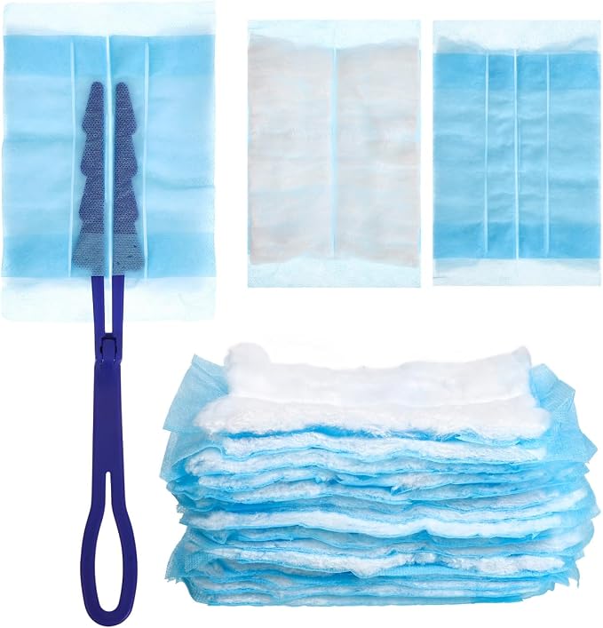 GLEAVI Disposable Electrostatic Duster with 30 Replacement Refills and Ergonomic Handle Compact Cleaning Brush for Furni