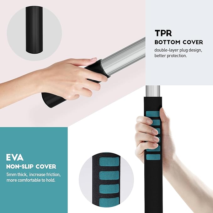TelesPro 20 Feet High Reach Window Squeegee with 5-12Ft Extension Pole, Window Cleaner Tool with 3-Stage Telescoping Pole, Window Cleaning Kit with Rotatable Head (2 Squeegee & 2 Microfibre Cloths)