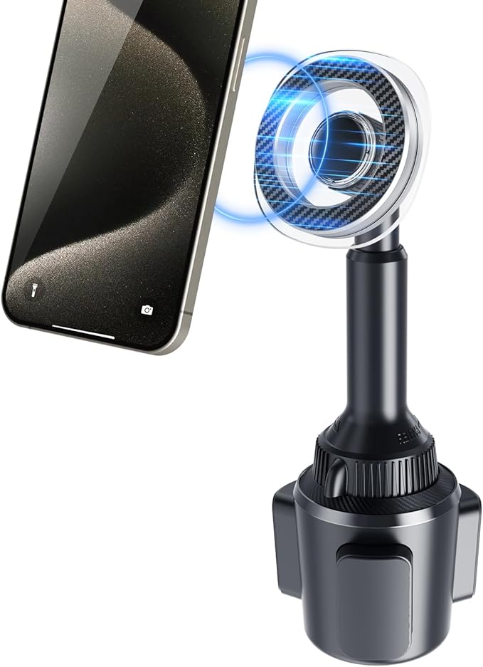 OQTIQ Phone Cup Holder for Car Mount for MagSafe, Quick Extension Long Arm