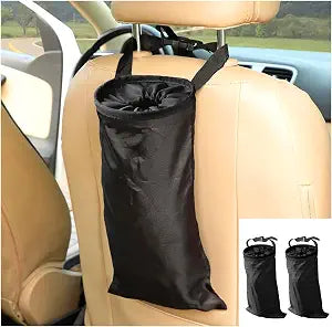 2PCS Car Trash Bag, Auto Portable Trash Can Universal Hanging Car Garbage Bag, Waterproof Garbage Can with Elastic Openi