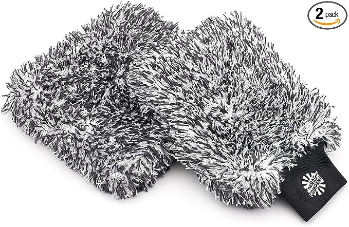 The Rag Company - The Cyclone Ultra Wash Mitt 8in x 9in and Cyclone Ultra Wash Pad 10in x 10in - 70/30 Blend Korean Micr