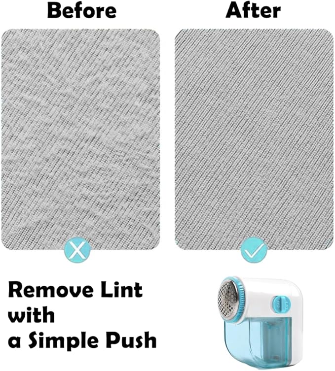 Fabric Shaver, Lint Remover for Clothes, Electric Lint Shaver with 3-Leaf Blades, Battery Operated, Remove Clothes Fuzz, Lint Balls, Pills, Light Blue and White