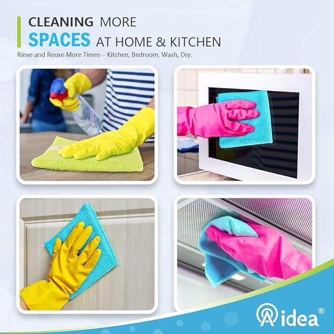 AIDEA Microfiber Cleaning Cloth-8PK, Soft Microfiber Towels for Cars, Absorbent Cleaning Rags, Lint-Free Streak-Free Wash Cloths for House, Kitchen, Window(12in.x16in.)