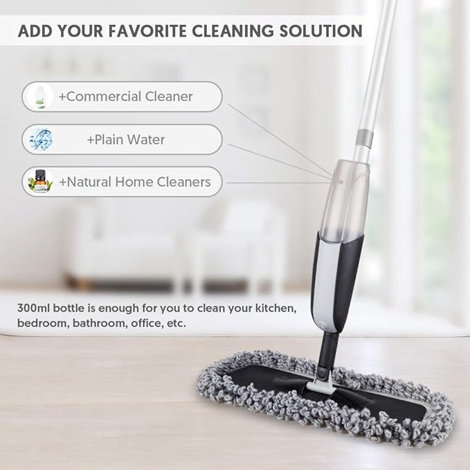 MANGOTIME Spray Mop for Floor Cleaning - Microfiber Dry Wet Floor Mop with 3 Washable Pads & 1 Refillable Bottle for Hardwood Laminate Tile Wood Vinyl Ceramic
