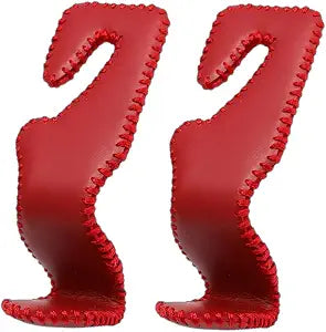 Car Rear Seat Hooks Organizer Leather Storage Hooks for Bags Coats Umbrellas Grocery, Pack of 2 (Red)