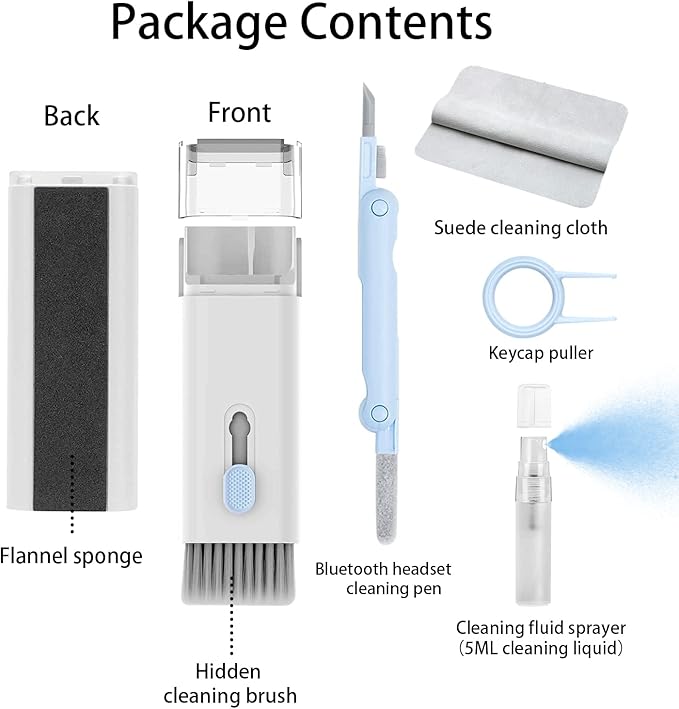 7 in 1 Electronic Cleaner kit - Keyboard Cleaner, Keyboard Cleaning Kit, Laptop Cleaner with Brush, Electronic Cleaner for Laptop/Phone/Computer/Screen (Give Away a Flannel Cloth) Blue