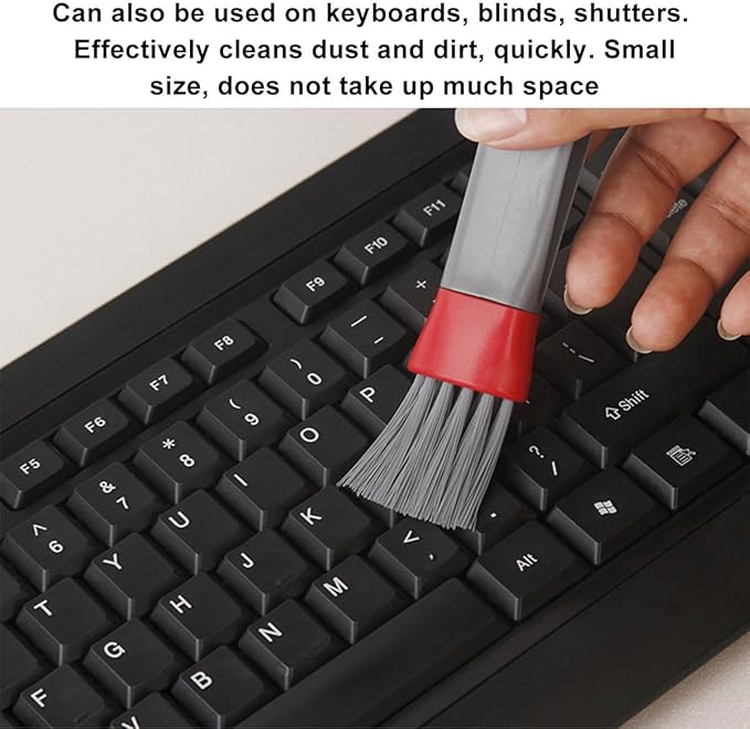 KVAEY 2 PCS Mini Duster for Car Air Vent, Double Ended Automotive Air Vent Microfiber Duster & Brush, Dust Collector Cleaner for Keyboard Window Leaves Shutter, Car Accessories (Red & Gray)
