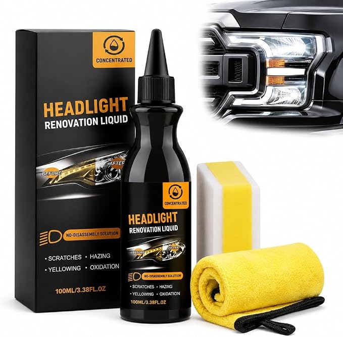 Headlight Care Solution Headlights Restoration Kit Cleaning Sponge Cloth