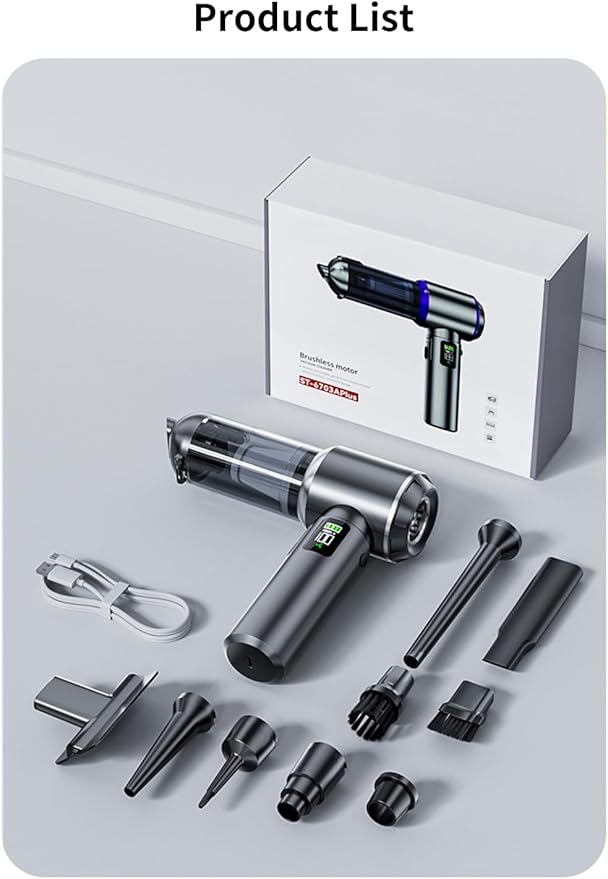 Completely upgraded Car Vacuum,Portable Mini Cordless Cleaner, fast Charging, One-click dust remova, 20000PA Suction Power, 6000mAh Battery Air Blower Wireless Handheld Vacuum for Car,Office and Home