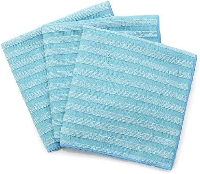 Fuller Brush 181 Dual Action Microfiber Cloths – 3-Pack, 16" x 16" Reusable Cleaning Towels with Scrubbing Stripes – Sup
