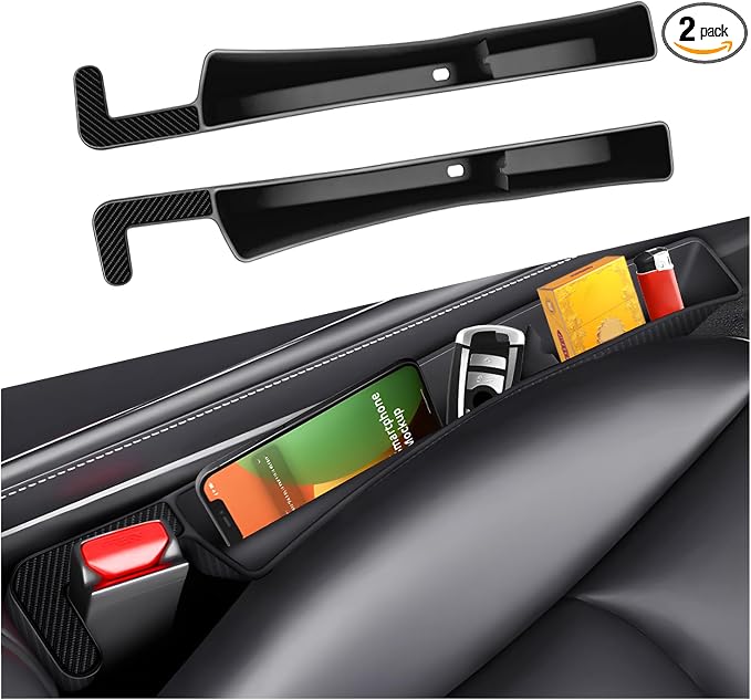 2PCS Car Seat Gap Filler Organizer, Multifunctional Seat Side Gap Filler with Phone Holder, Auto Crevice Blocker Between