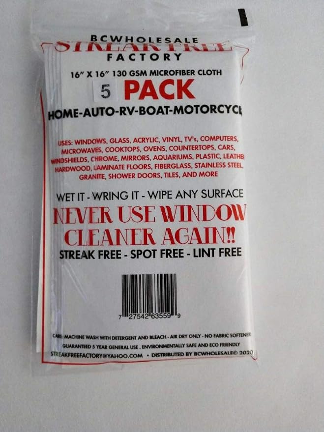Microfiber Cleaning Cloth 16 x 16 inch White (5)