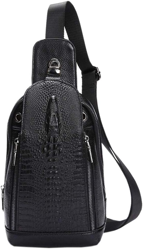Hebetag Crocodile Genuine Leather Sling Chest Bag for Men&Women Travel Outdoor Hunting Hiking Camping Crossbody Shoulder