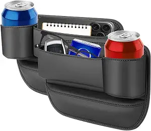 Tefola 2 Packs Car Seat Gap Filler, Leather Car Seat Gap Organizer, Car Storage Box for Holding Phone, Sunglasses, Keys, Car Accessories fit Auto SUV Truck fit for Driver/Passenger Seat (Black) - Cleanova