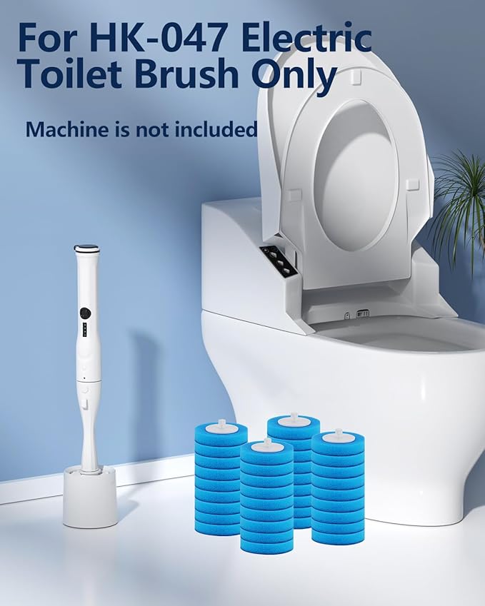 36PCS Disposable Toilet Brush Heads for Leebein HK-047 Electric Toilet Brush, 36 Wand Refills for Leebein Electric Toilet Bowl Cleaning Brush, 3 Layer Sponge Brush with Cleaner, Machine Not Included