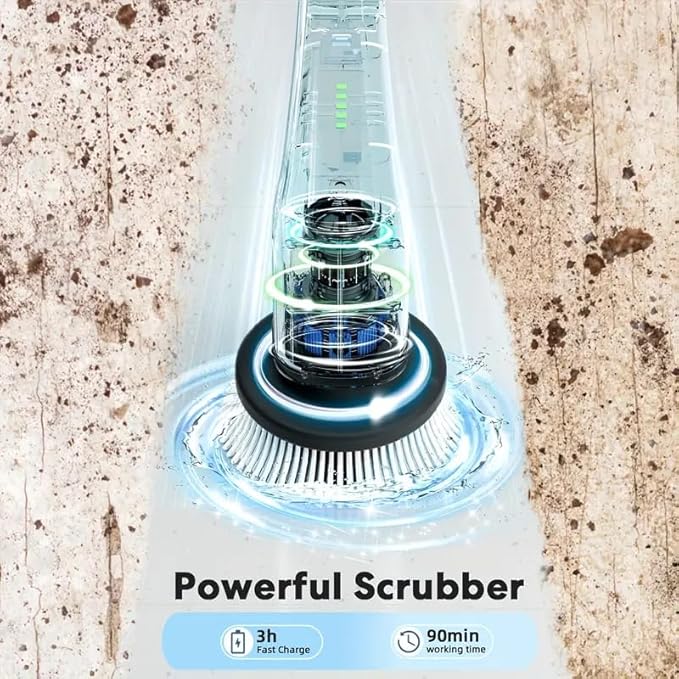 Electric Spin Scrubber,Cordless Cleaning Brush,Shower Cleaning Brush with 8 Replaceable Brush Heads, Power Scrubber 5 Adjustable Speeds for Floor Bathroom Shower Bathtub Glass Car, Gift