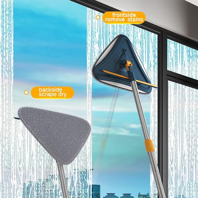 Wall Cleaner Mop with Long Handle, 5-in-1 Wall Cleaning Dust Mop with 6 Replacement Chenille Microfiber Pads, Squeegee, Scrubber, Duster Cleaning Tools for Painted Wall, Window, Ceiling