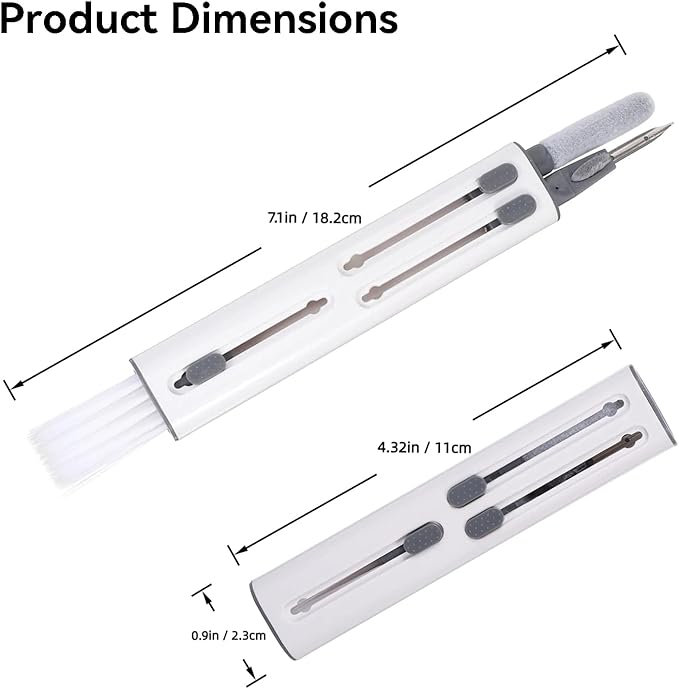 Airpod Cleaner Kit 4-in-1 Cleaning Pen for AirPods Pro 1 2 3 4 - Soft Brush, Flocking Sponge, Metal Tip for Earbuds, iPhone, Keyboard, Bluetooth Headphones