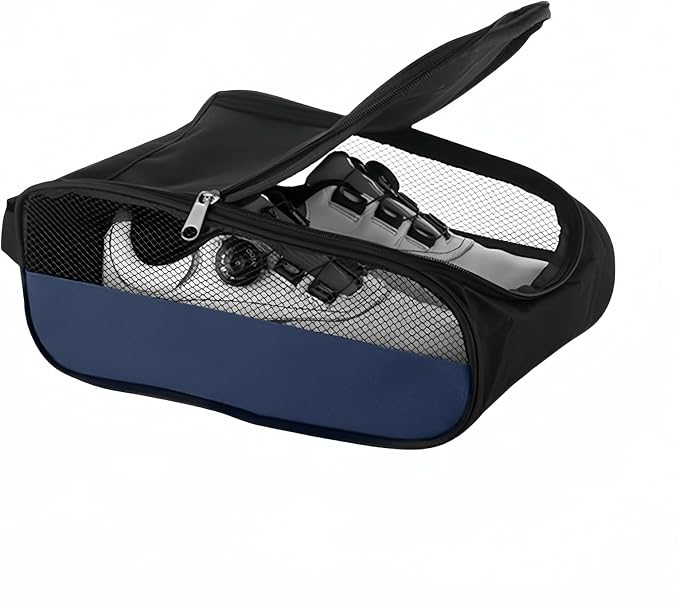 Outdoor Golf Shoe Bag for Travel, Waterproof & Breathable Zippered Sports Golf Shoe Carrier Bags for Men Women (Blue)