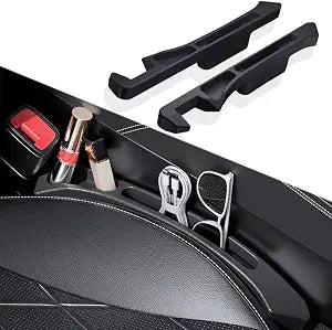 2-Pack Car Seat Gap Filler, Universal Car Seat Gap Filler Organizer, Seat Gap Plug, Multifunctional Seat Side Gap Filler with Organizer & Hook Function Seat & Console (Black) - Cleanova