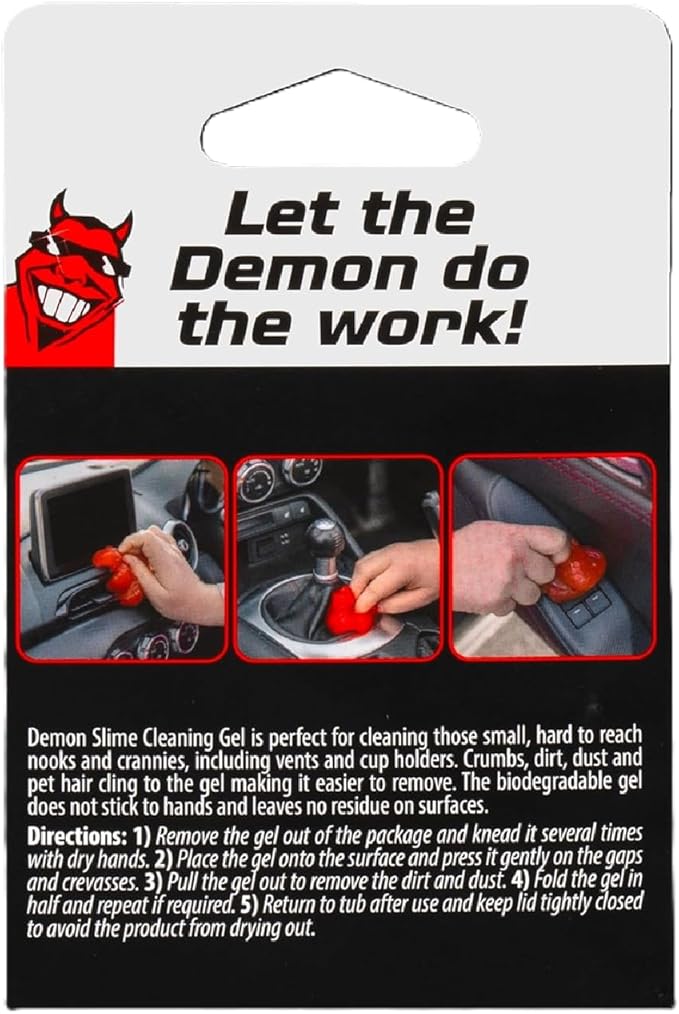 CarPlan Demon Slime 5.6 Oz - Car Interior Cleaner Gel | Putty Removes Dust & Dirt - for Detailing, Cleaning Vents, Cup Holders, Keyboards, Offices | Hot Cherry Scent