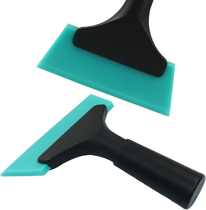 Hordion 2 Pcs Small Squeegee 5 Inch, Rubber Blade Window Tint Squeegee Mini Wiper for Car Windshield Mirror Shower Auto Cleaning, Light Blue