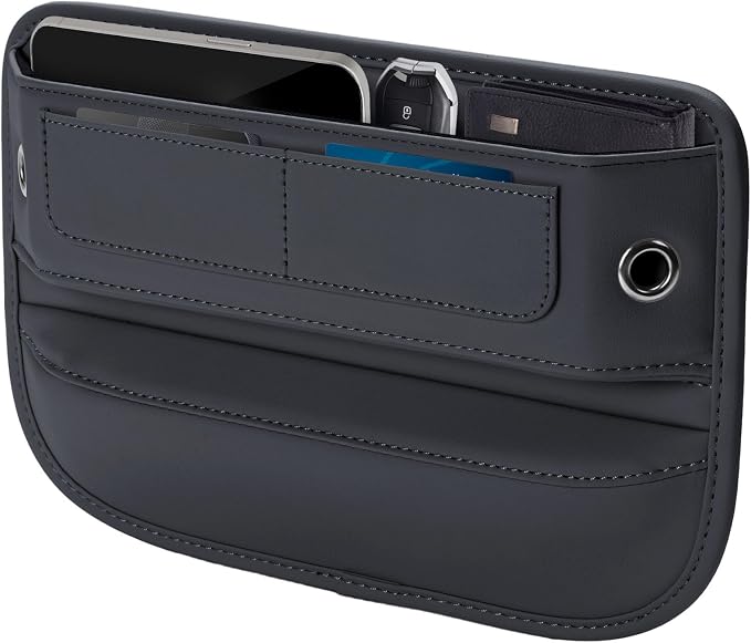 Universal Fit Premium Leather Car Seat Gap Filler Organizer, Center Console Organizer with Card Slots, Clever Gifts for