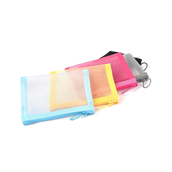 patu Mini Zipper Mesh Bags, 4" x 5", Size S / A7, 5 Pieces, Beauty Makeup Lipstick Cosmetic Accessories Organizer, Small