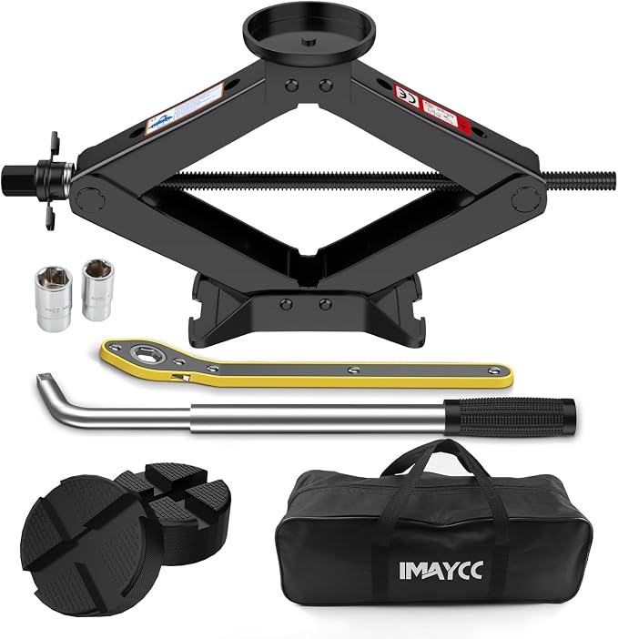 Scissor Jack 3 Ton, 4.1"-18.3" Lifting Car Jack, Heavy Duty Car Jack Kit, Portable Tire Changing kit with Lug Wrench, Ti