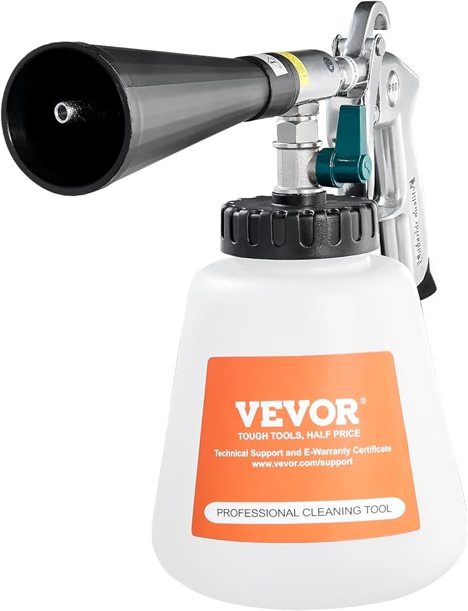 VEVOR Car Cleaning Gun, 6-9.2 Bar High-Pressure Air Blow Gun with 2 Set Nozzles & 1L Liquid Bottle, Vortex Cleaning Gun, Quickly Blasts Dirt and Dust from Surface, Suitable for 1/4 NPT Air Compressor