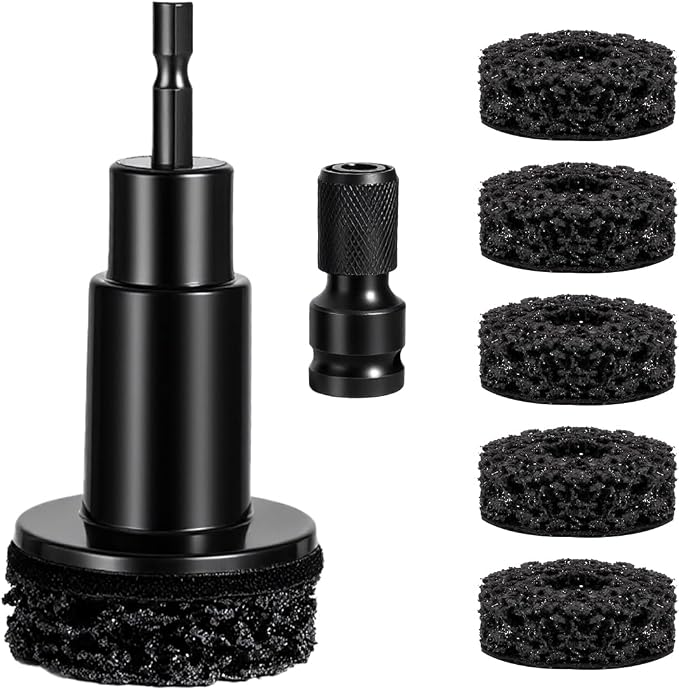 Wheel Hub Cleaning Tool Kit,Hub Cleaner Resurfacing Kit Includes 5 Pads,Quick Rust Removal for Lug Studs and Rotors,Fits