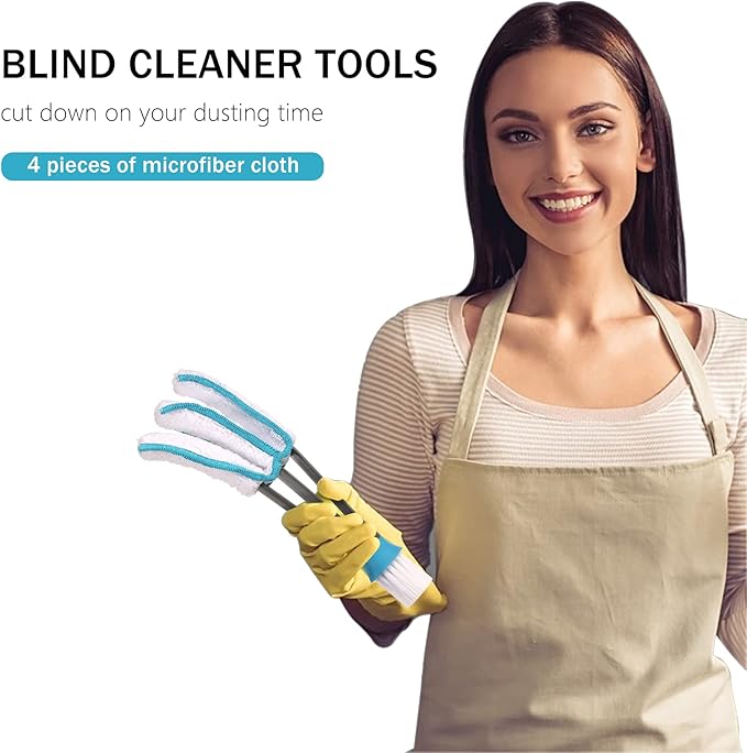SetSail Blind Duster, Window Cleaner Duster Brush with 5 Microfiber Sleeves, Cleaning Tools for Vertical Blinds Air Conditioner Dust Ceiling Fans Dust Collector